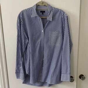 Blue Striped Rag and Bone Blouse XL Maxine Poplin
